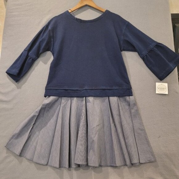 NWT V by Violet Weekend Tunic Navy Blue Preppy Sweater Dress Size S - Picture 1 of 11